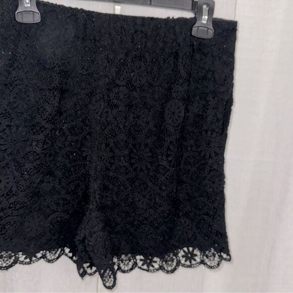 Anthro x Maeve 4 Black Crochet Faux Button Front Pull On Dressy Shorts w/Pockets - Picture 12 of 16